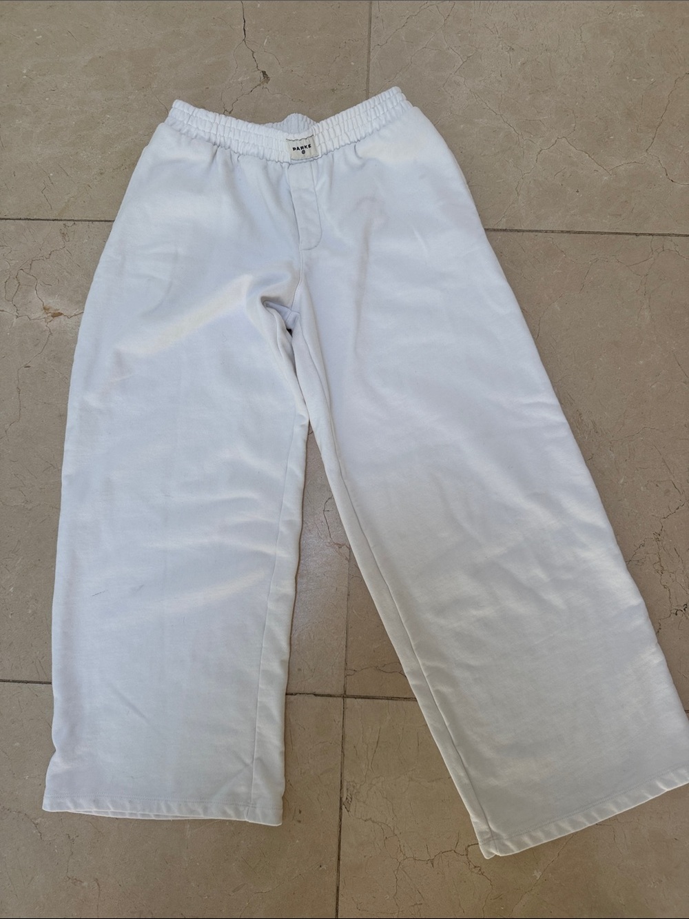 Kids White Wide-Leg Pull-On Sweatpants